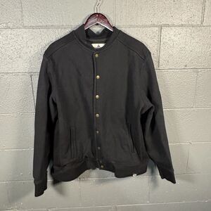 American Giant Men's XXL Black Snap Front Bomber Jacket 100% Cotton Made USA